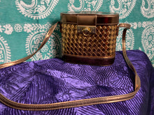 Load image into Gallery viewer, Faux Leather Gold and Bronze Ice Bucket Basketweave Crossbody