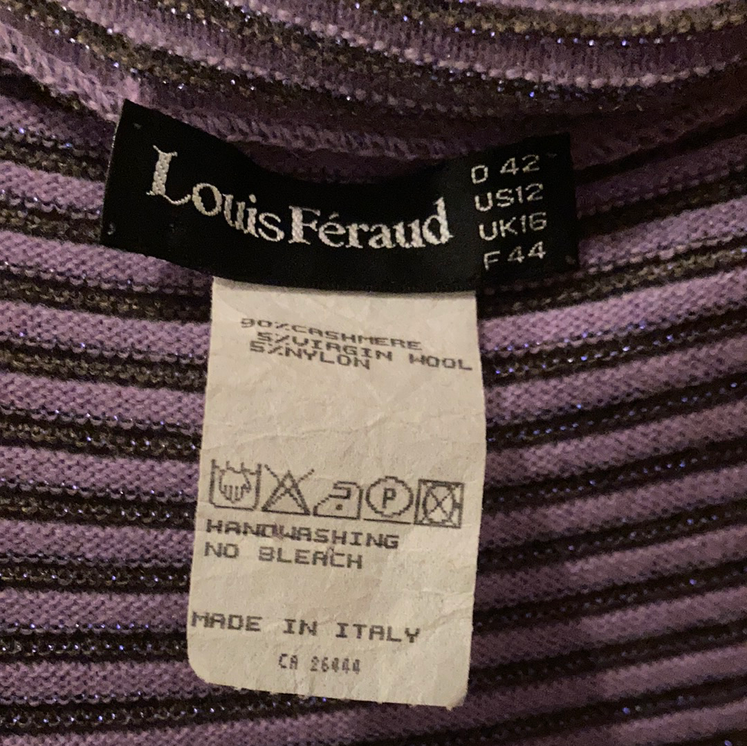 Louis Feraud Metallic Stripe Cashmere Shell Size 12
