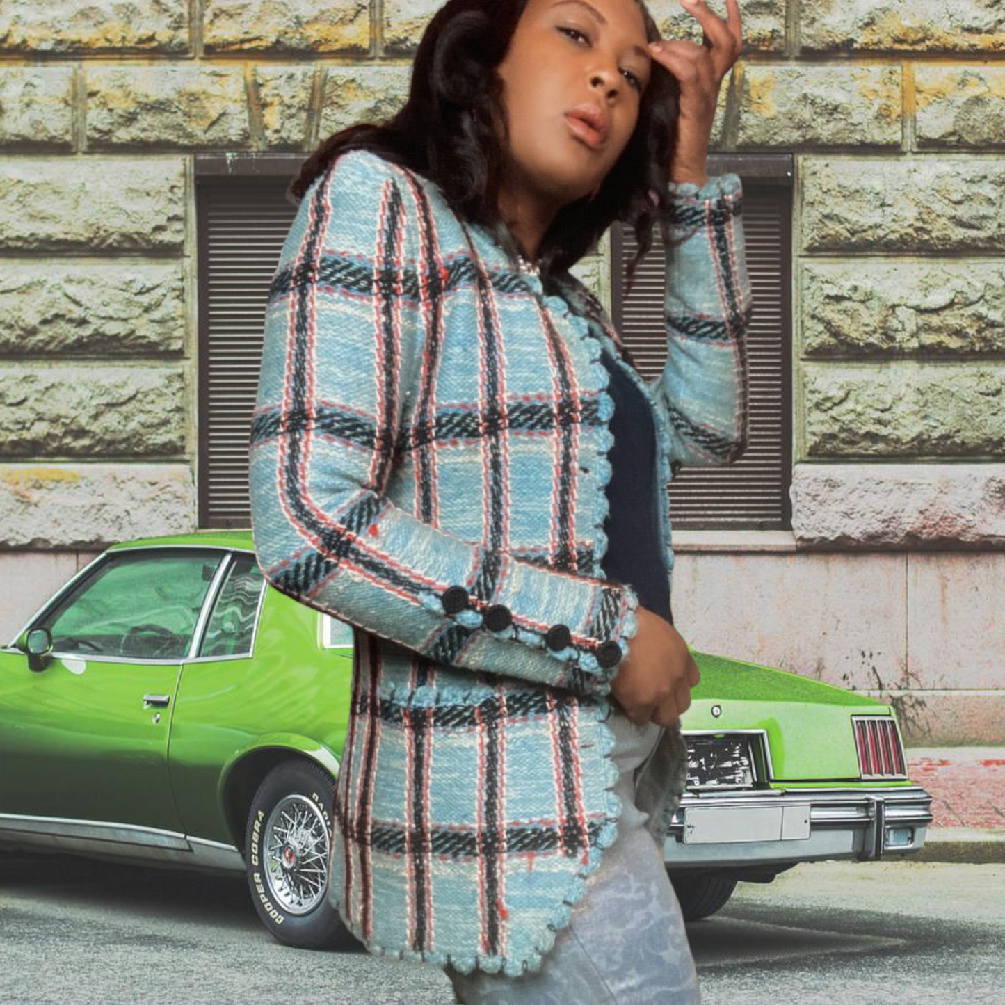 70s Vintage Plaid Blazer Adolfo Blazer Size M