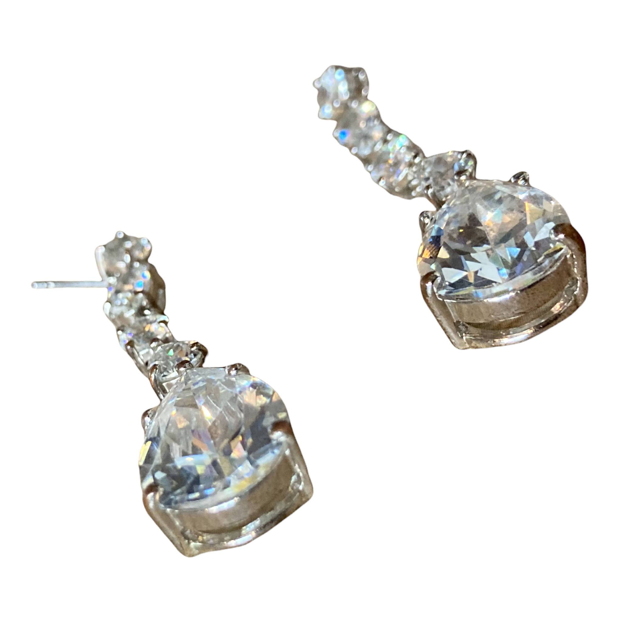 Vintage Crystal Single Drop Earrings