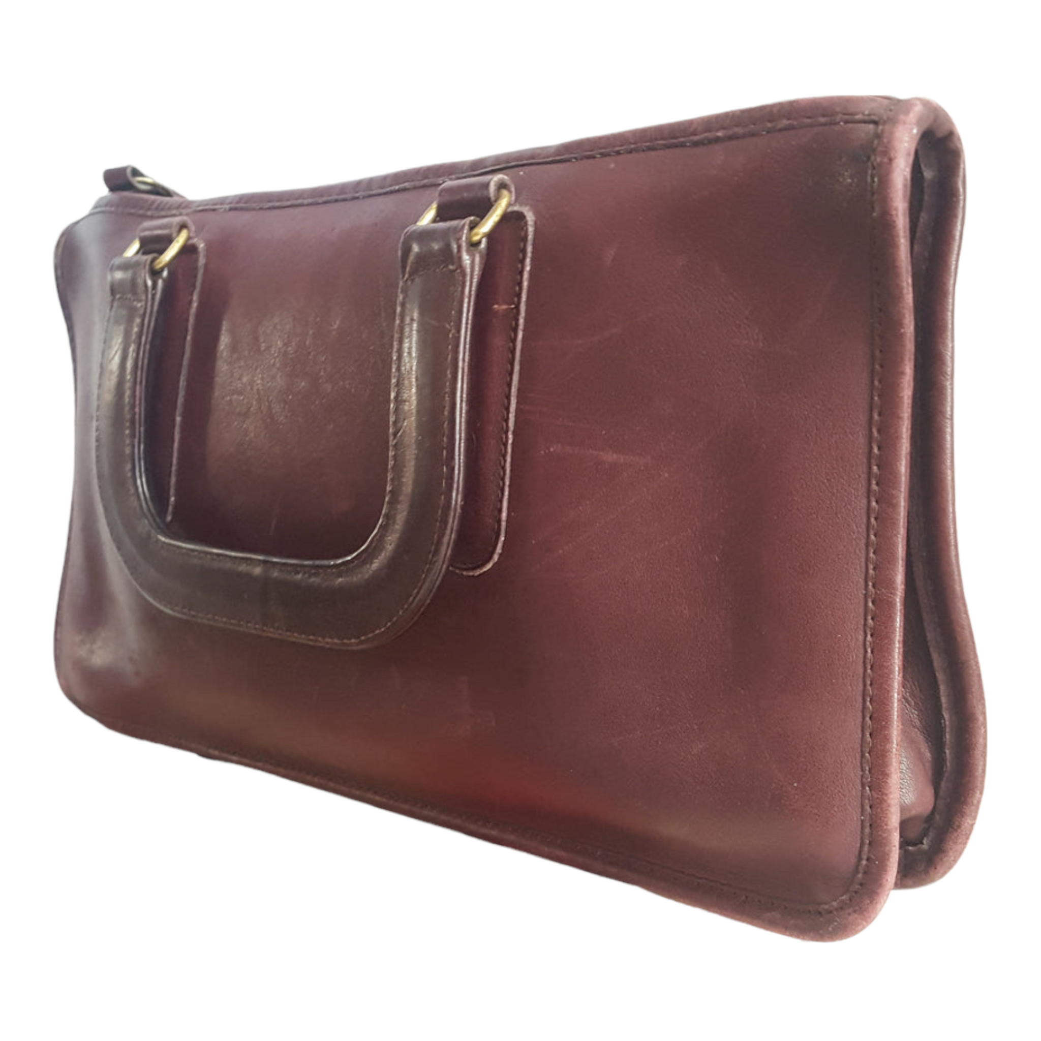 Vintage 1974 Coach Bonnie Cashin The Slim Satchel Leather Bag Eggplant