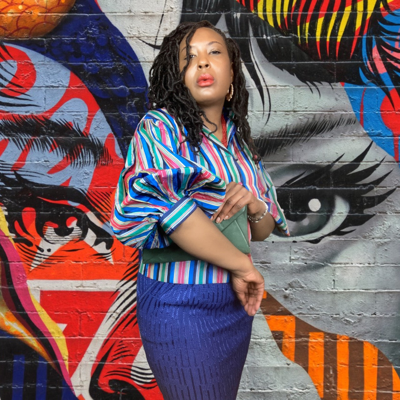 Vintage 50s Tafetta Striped Blouse sz. Small