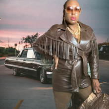 Load image into Gallery viewer, Vintage Leather Jackets Vakko Saks Fifth Avenue Leather Fringe Jacket sz. S
