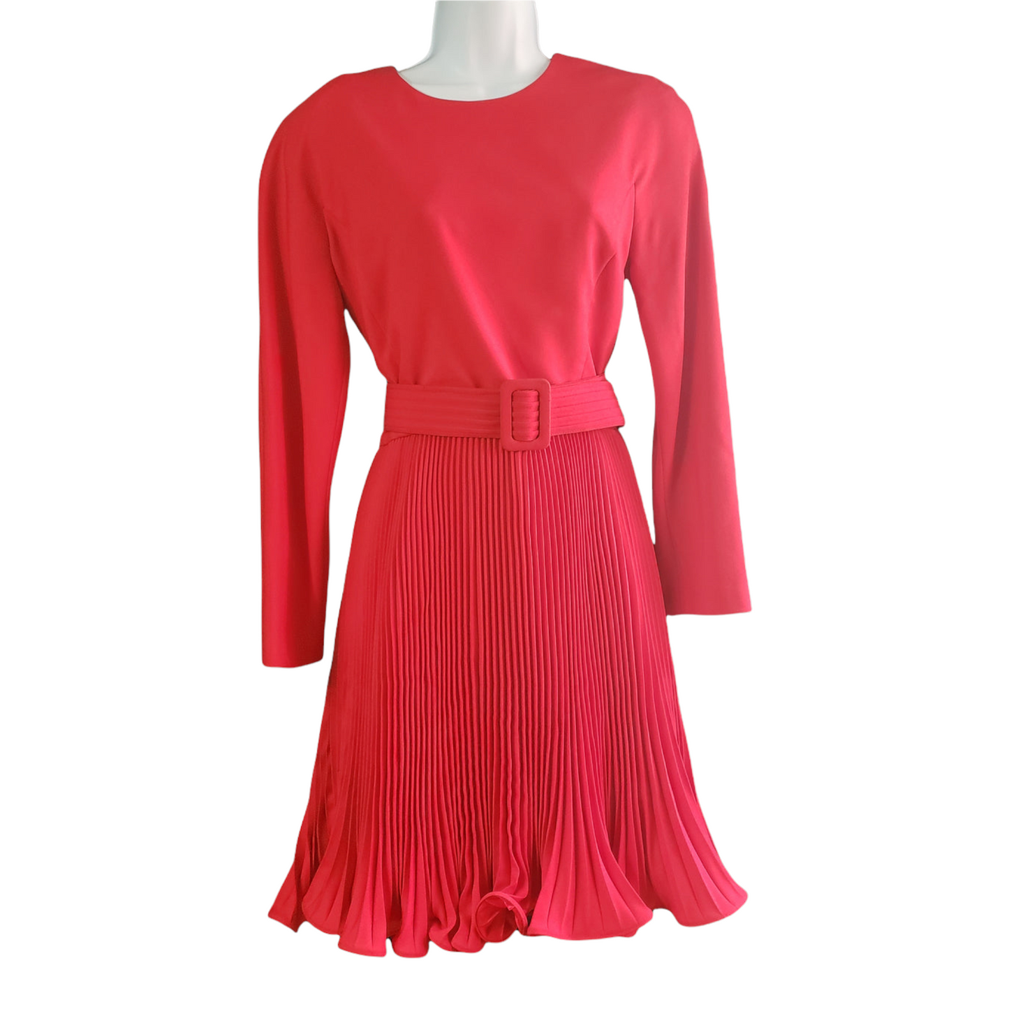 Scaasi Bergdorf Goodman Red Pleated Dress Size S