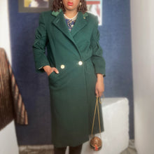 Load image into Gallery viewer, Vintage Bill Blass Signature Velvet Collar Green Wool Coat Size M

