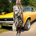 Diane von Furstenberg Etched Feather Print Silk Dress Size 4