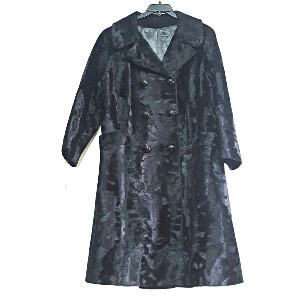1960s Vintage Coats Broadtale a Lou Nierenberg Creation Black Dress Fur Coat size M