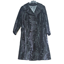 Load image into Gallery viewer, 1960s Vintage Coats Broadtale a Lou Nierenberg Creation Black Dress Fur Coat size M
