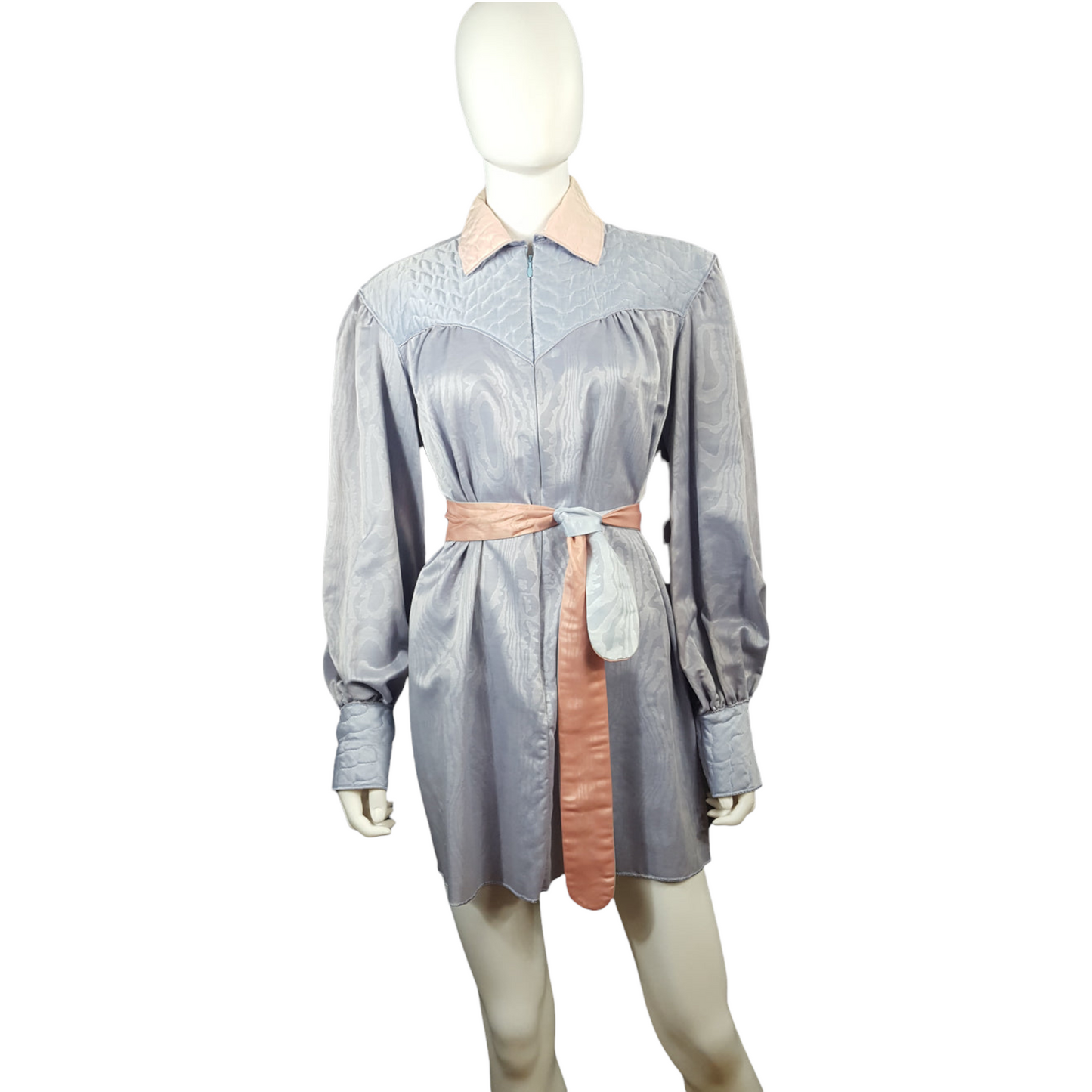 Pajama Dress House Shirt Silky Moire Dress Blouse sz. L