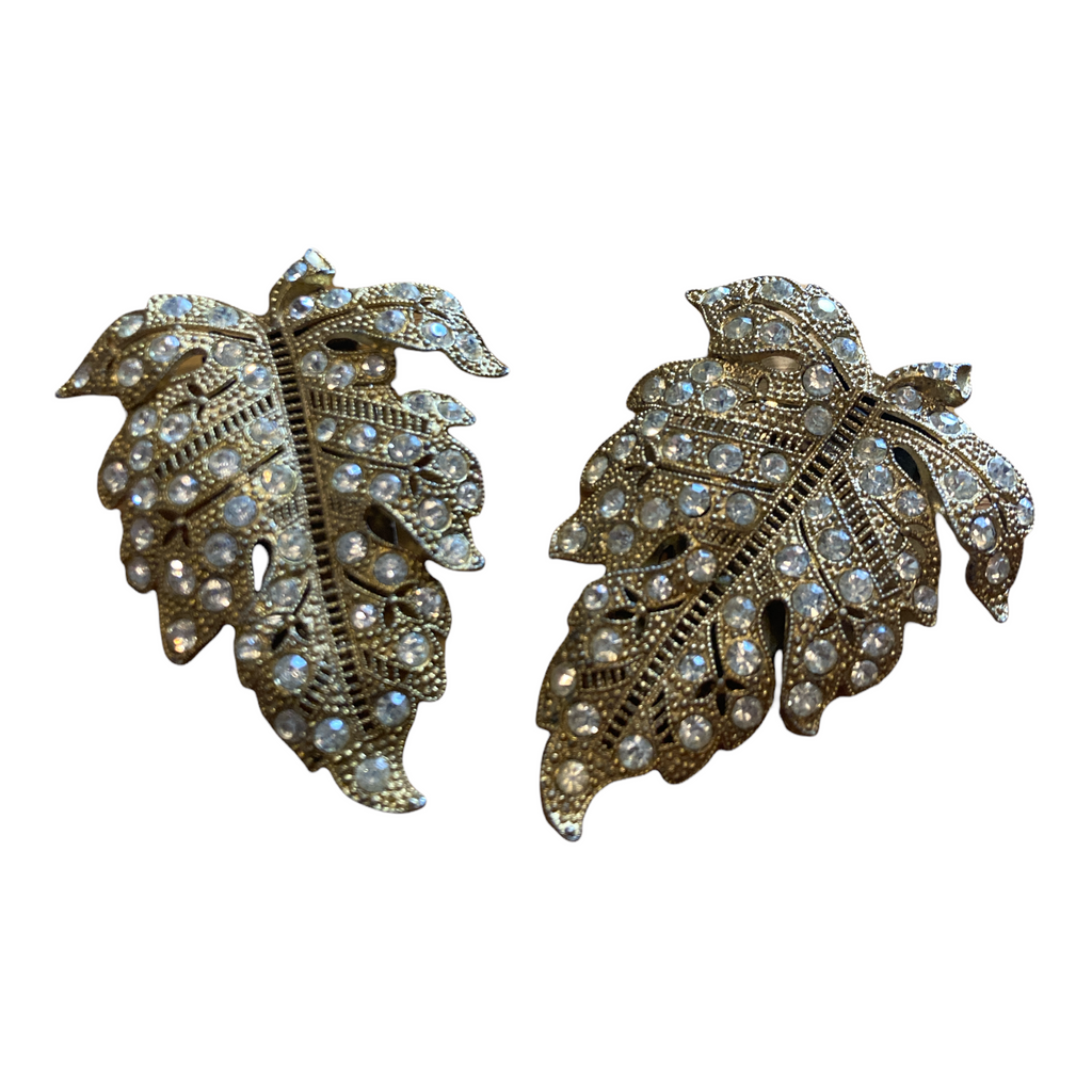 Antique Gold Clear Rhinestone Vintage Dress/Fur  Clip