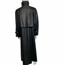 Load image into Gallery viewer, Vintage Black Pleated  Maxi Leather Coat Size L
