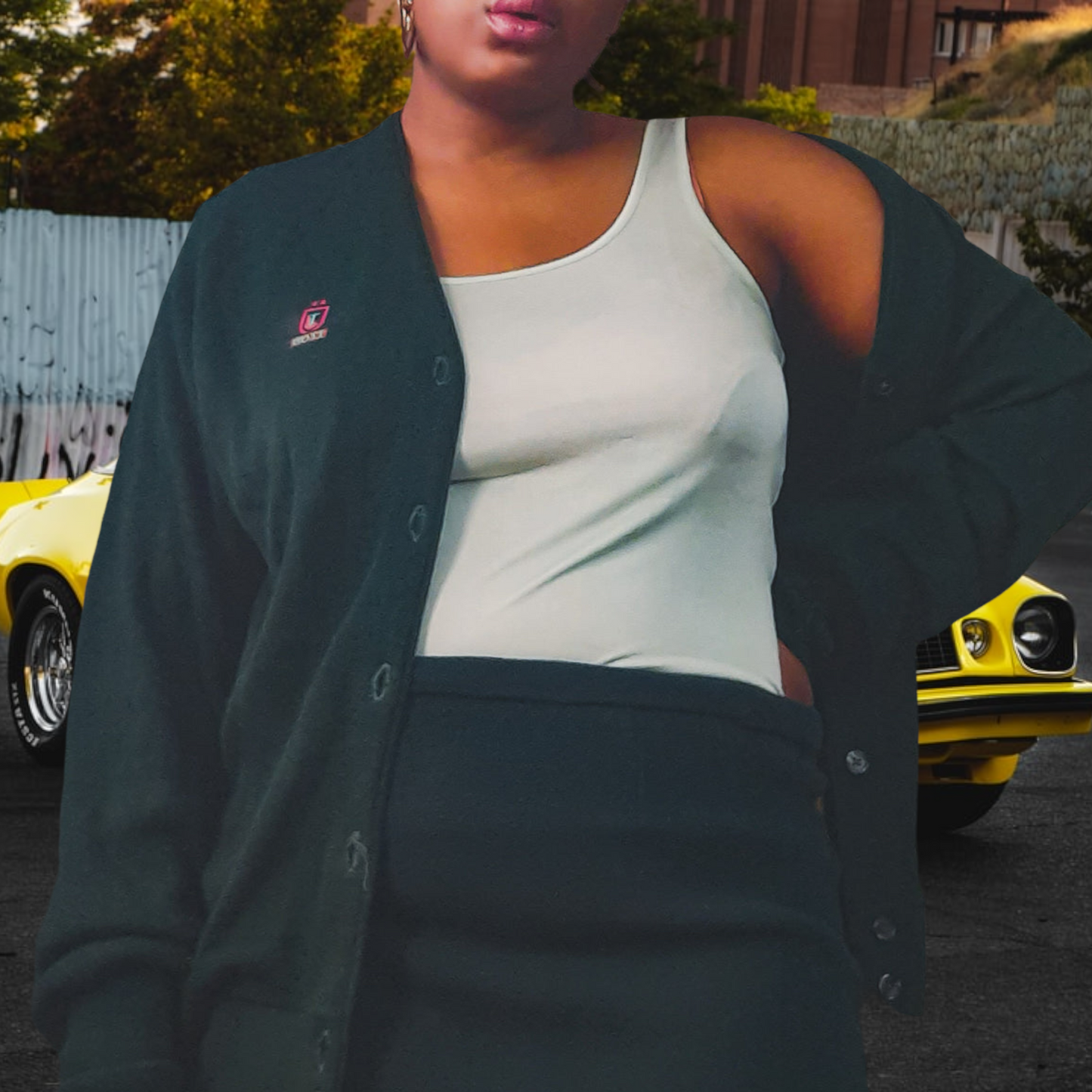 90's Green  Izod Cardigan, Sz L