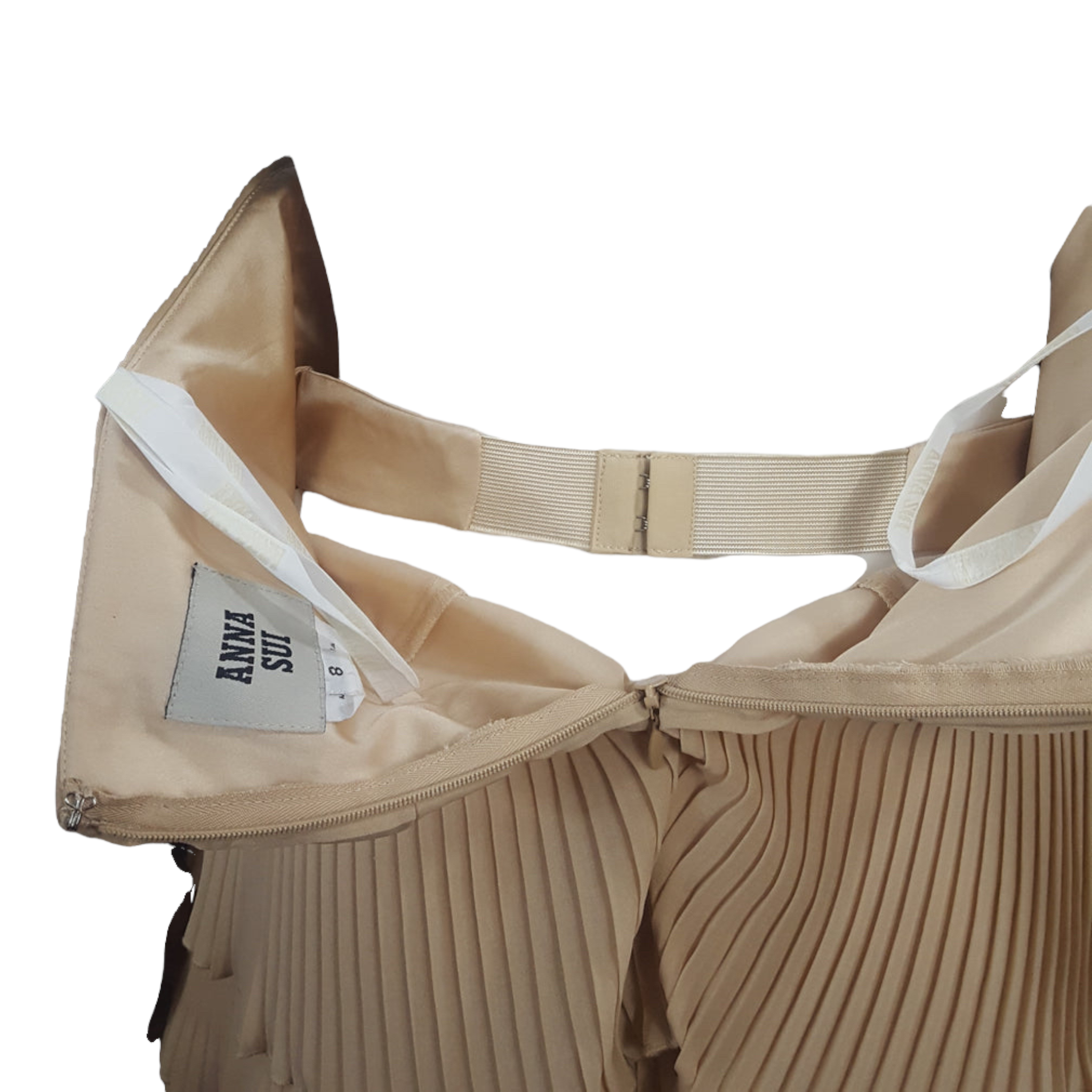 Anna Sui Strapless  Layered Crinkle Pleats Cocktail Dress size 8