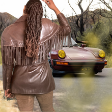 Load image into Gallery viewer, Vintage Leather Jackets Vakko Saks Fifth Avenue Leather Fringe Jacket sz. S
