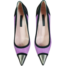 Load image into Gallery viewer, Marc Jacob&#39;s Purple Rib Pumps with Metallic Pointy Toe Tip Size 37