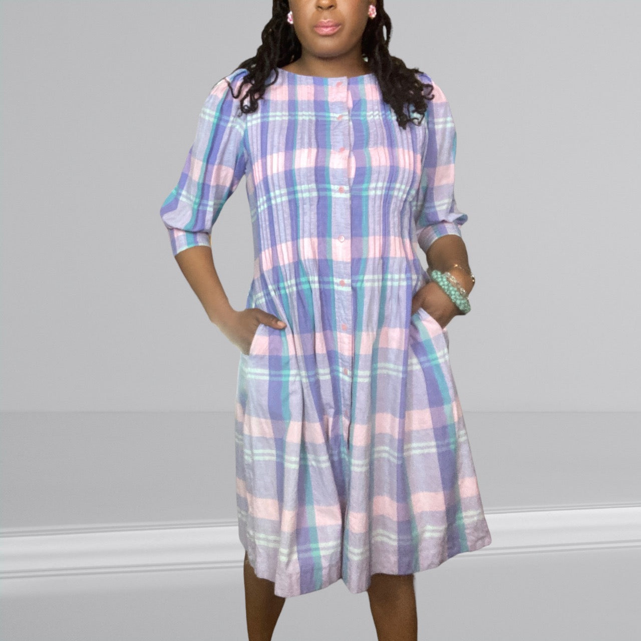 Matti Sport Purple Madras Plaid Dress