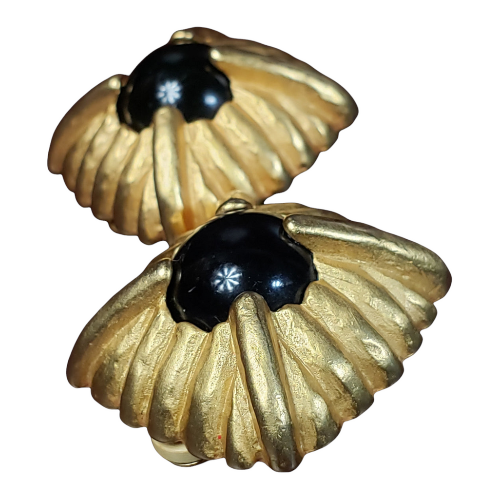 Givenchy Gold Clip-on Cabochon  Earrings