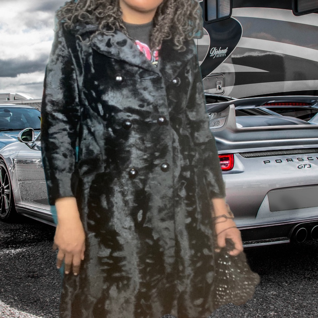 1960s Vintage Coats Broadtale a Lou Nierenberg Creation Black Dress Fur Coat size M