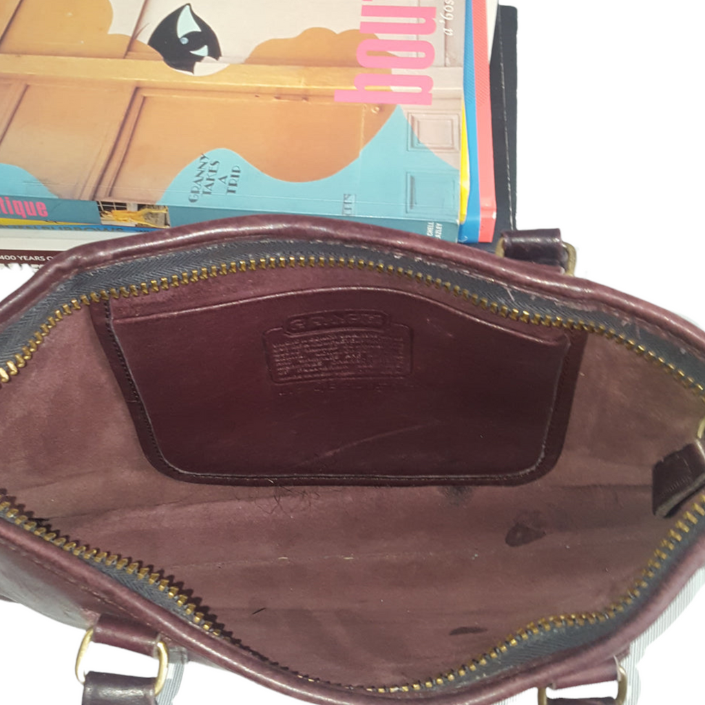 Vintage 1974 Coach Bonnie Cashin The Slim Satchel Leather Bag Eggplant
