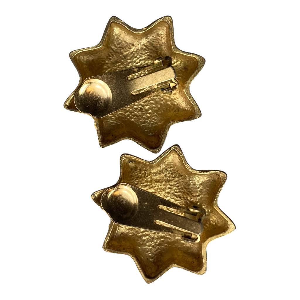Vintage Chunky Star Clip-On Earrings