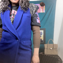 Load image into Gallery viewer, 80s Vintage Christian Dior Wool Coat Vest  Size M Peri Blue Color of the Year
