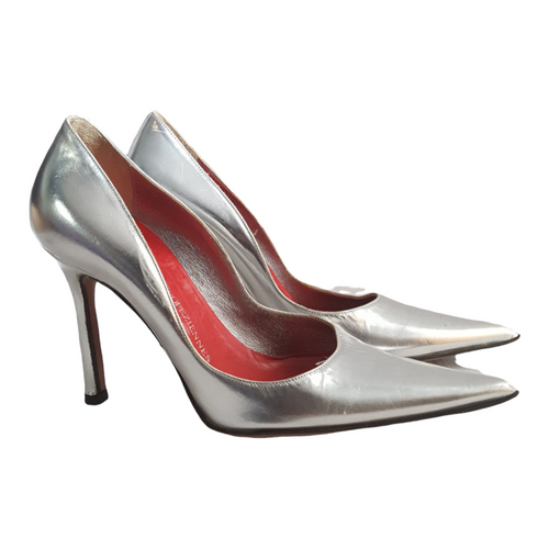 90s Les Tropeziennes Silver Leather Pumps sz 36
