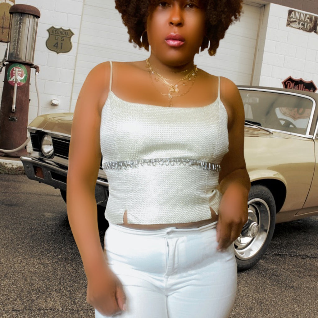 Michelangelo Metallic Bodice Top Size 18