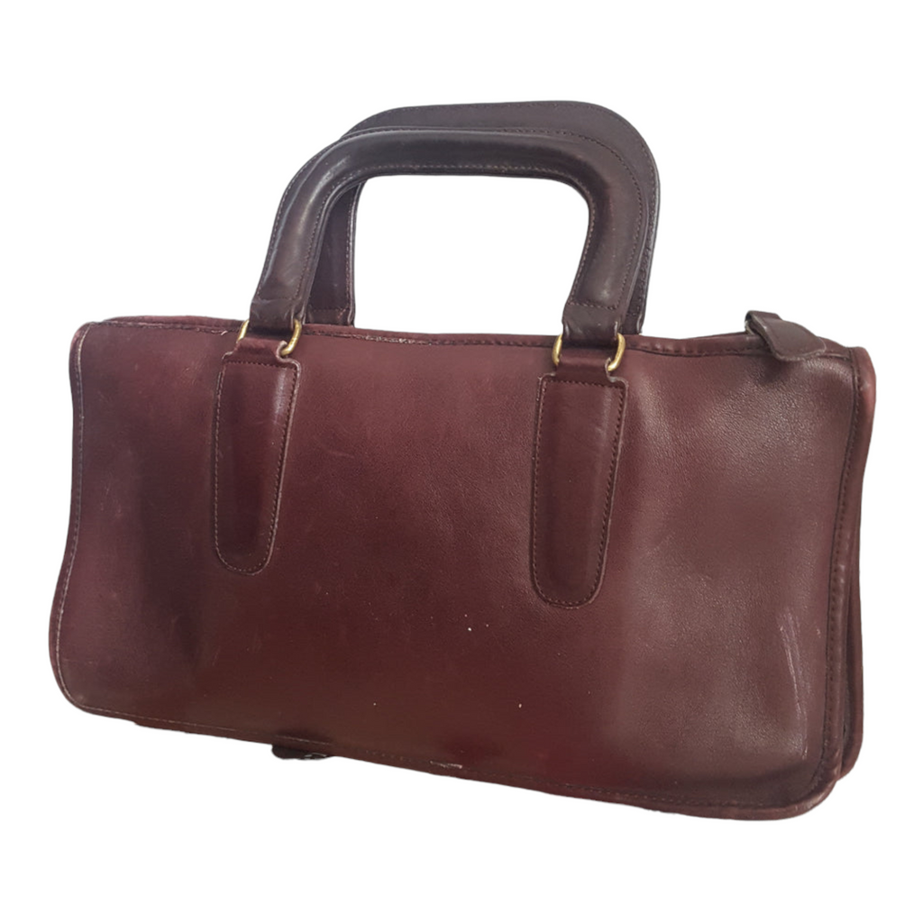 Vintage 1974 Coach Bonnie Cashin The Slim Satchel Leather Bag Eggplant