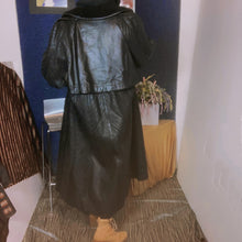 Load image into Gallery viewer, Vintage Black Pleated  Maxi Leather Coat Size L

