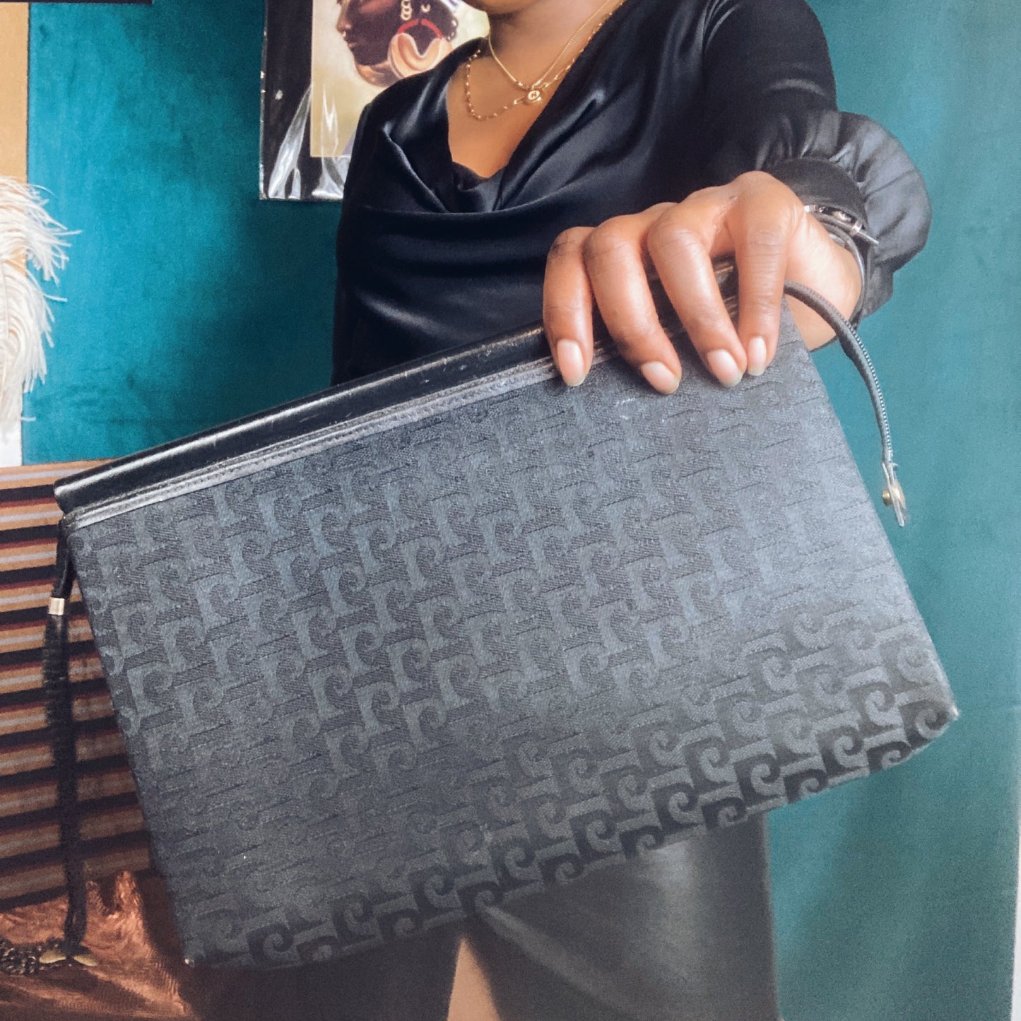 Black Monogram Pierre Cardin Clutch