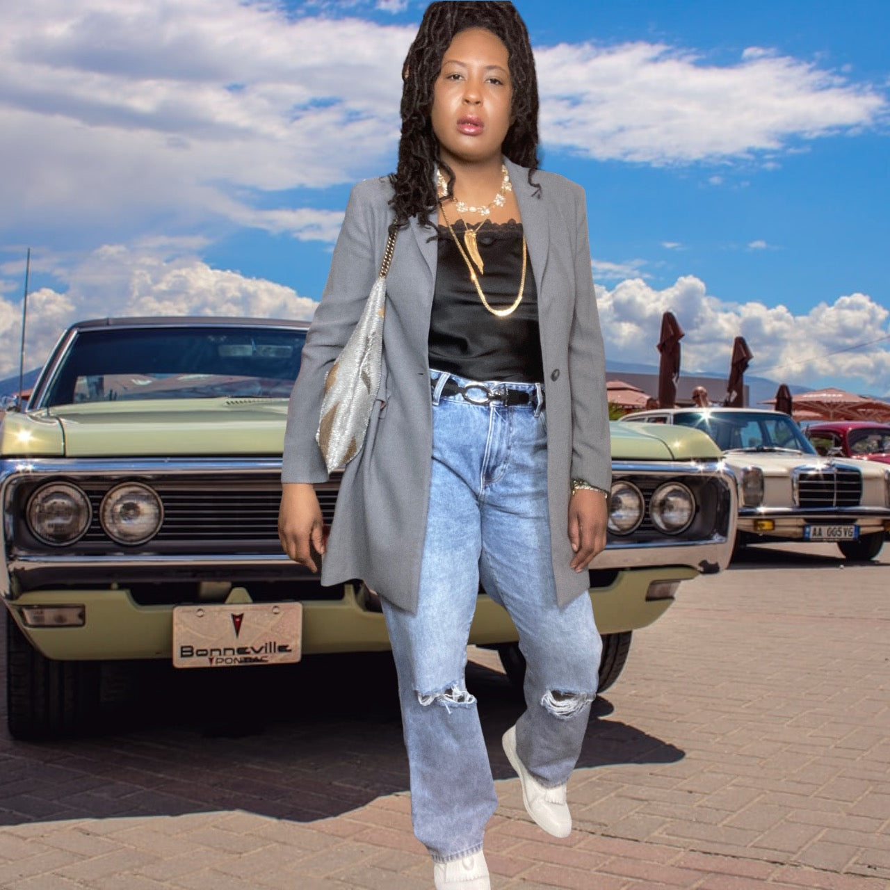 Vintage Black Lace Trim Satin Slip Top Size M