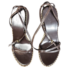 Load image into Gallery viewer, Rare Gucci Structural Wedge Leather Embroidered Sandals Size 5
