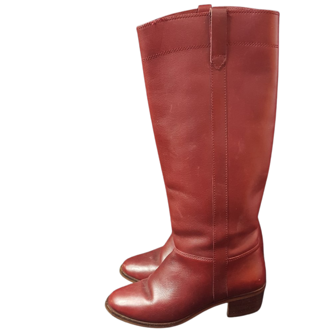 Nine West Brick Red Riding Boots Size 5 Lucille Golden Vintage LLC