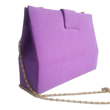 Load image into Gallery viewer, Vintage Purple Fabric Mini Clutch With Gold Chain
