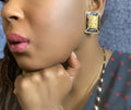Vintage Earrings Art Deco Gold and Black Pyramid Earrings