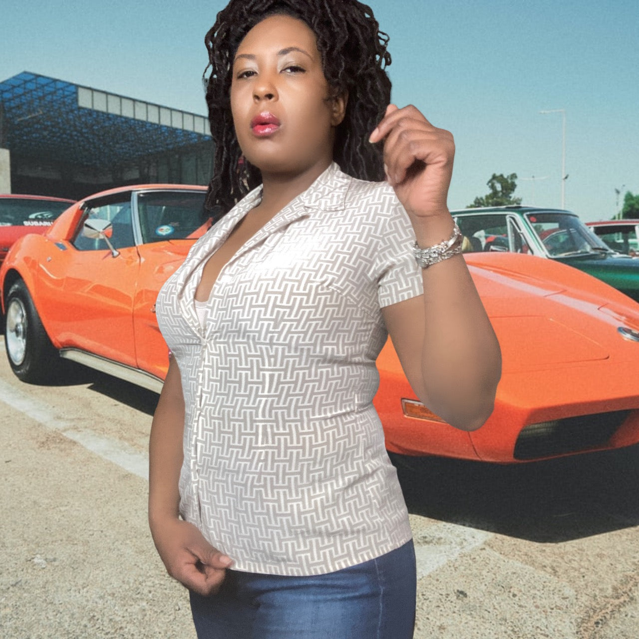 Halston H Print Silk Blouse sz. 10