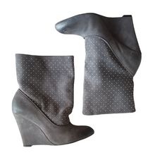Load image into Gallery viewer, Rebecca Minkoff Studded Wedge Suede Booties size 7
