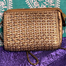 Load image into Gallery viewer, Nine West Metallic Bronze Woven Leather Clutch, Vintage
