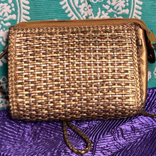 Load image into Gallery viewer, Nine West Metallic Bronze Woven Leather Clutch, Vintage