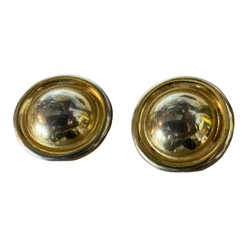 Classic Vintage 80s Gold Tone Button Clip-on Earrings