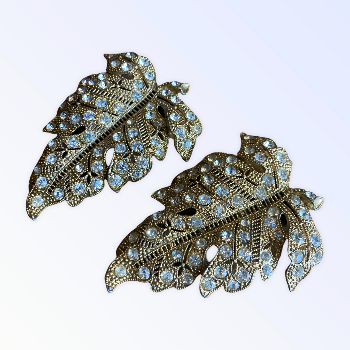 Antique Gold Clear Rhinestone Vintage Dress/Fur  Clip