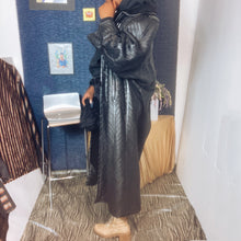 Load image into Gallery viewer, Vintage Black Pleated  Maxi Leather Coat Size L
