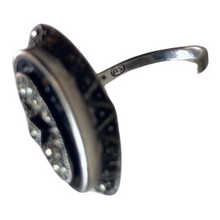 Load image into Gallery viewer, Antique Victorian Mourning Sterling Black Onyx Marcasite Ring