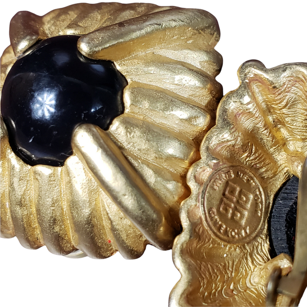 Givenchy Gold Clip-on Cabochon  Earrings