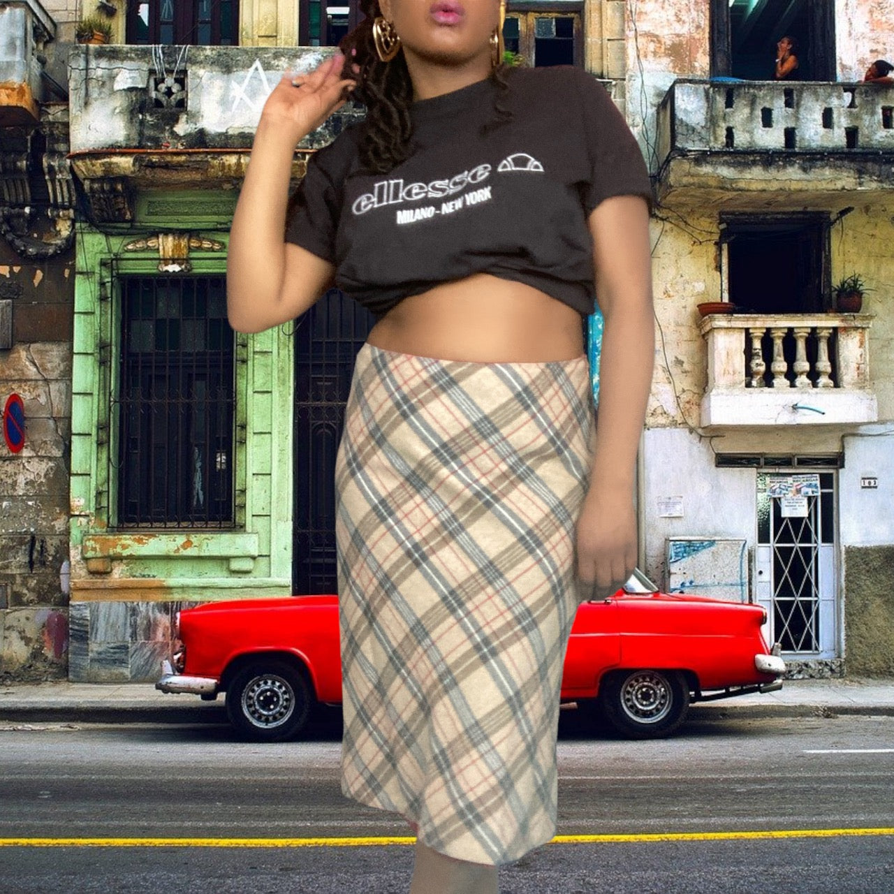 90s Gap Plaid Wool Skirt Size Xl