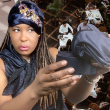 Load image into Gallery viewer, Vintage Navy Blue Jeweled Cloche Hat
