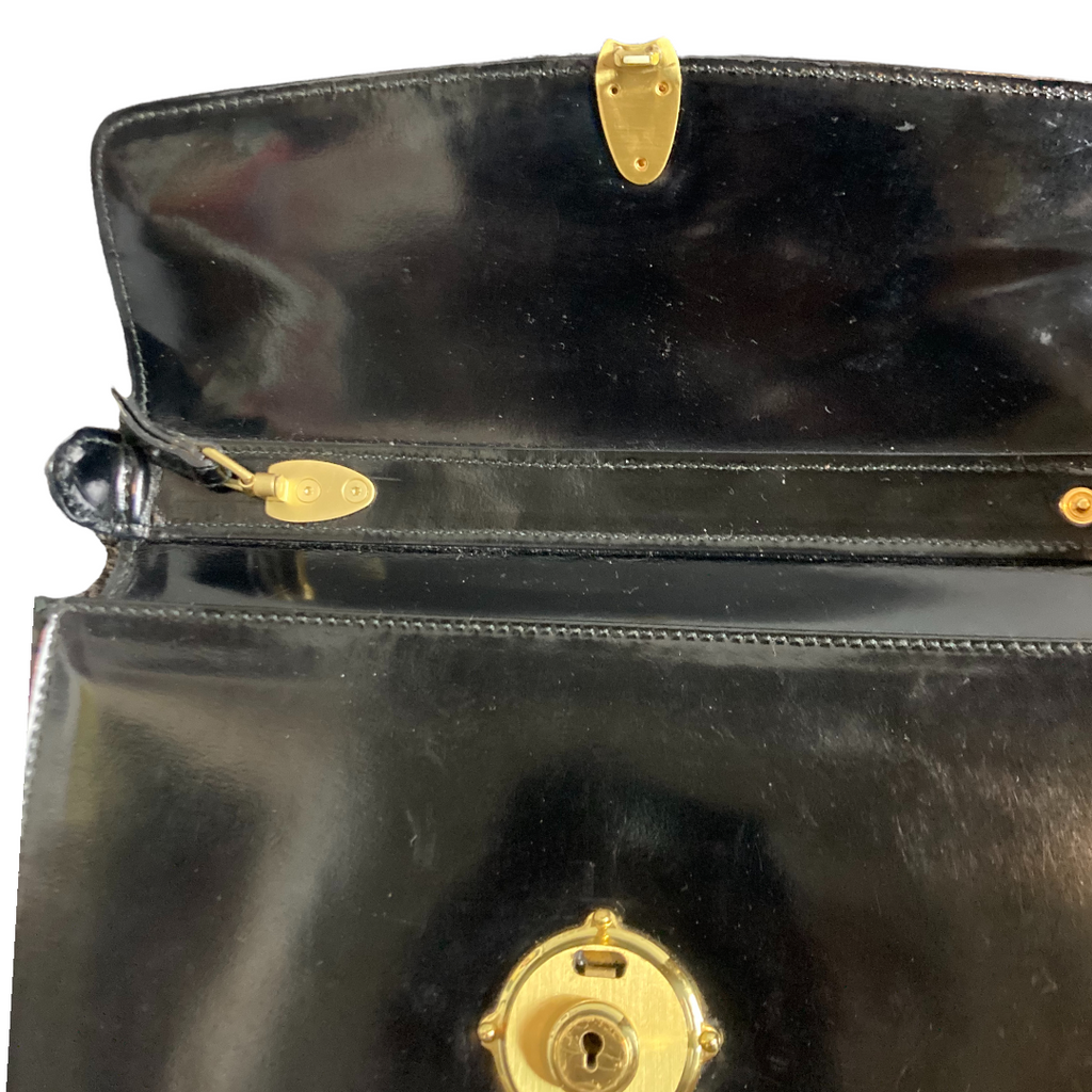 Bally Black Leather Clutch Portfolio Lock & Key