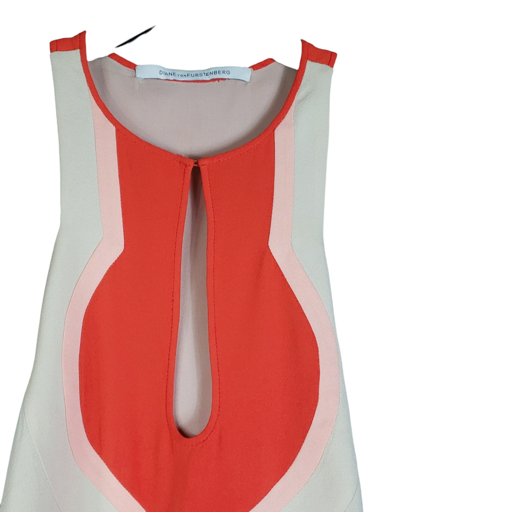 DvF Silk MOD Color Block Geometric Mini Dress/Tunic Size 2