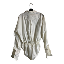 Load image into Gallery viewer, 1980s Vintage Donna Karan White Cotton French Cuff Bodysuit Size 10
