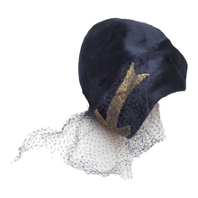 Load image into Gallery viewer, Vintage Navy Blue Jeweled Cloche Hat
